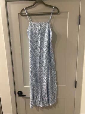 Billabong Light Blue and White Floral Maxi Dress - Size S
